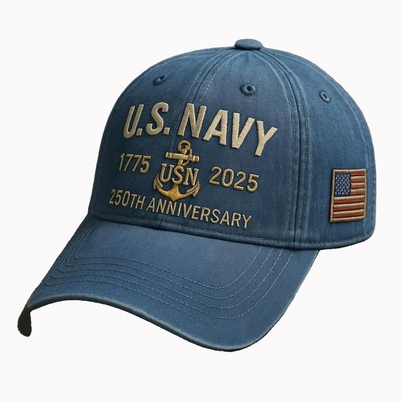Navy Veteran 250th Anniversary Embroidered Trucker Hat