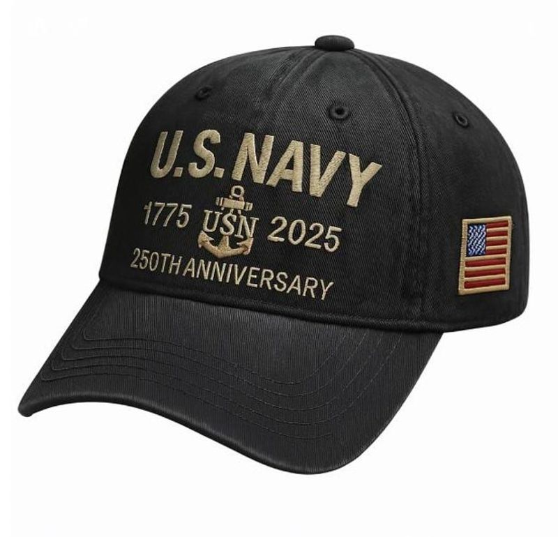Navy Veteran 250th Anniversary Embroidered Trucker Hat Us Navy 1775 2025 Vintage Washed Cotton Cap