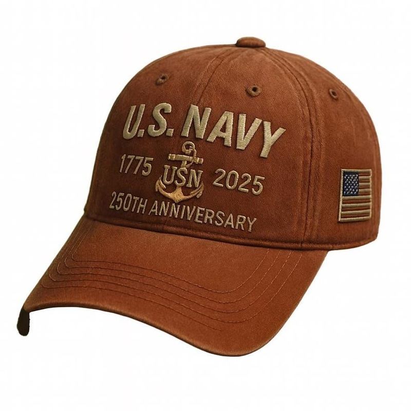 Navy Veteran 250th Anniversary Embroidered Trucker Hat Us Navy 1775 2025 Vintage Washed Cotton Cap