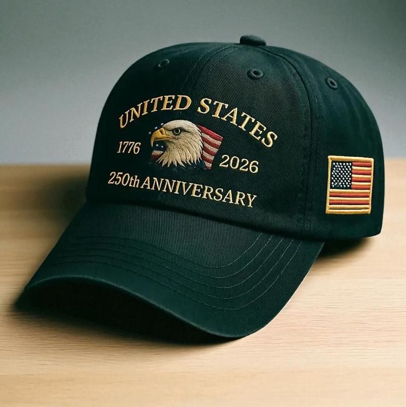 Retro 250th Us Anniversary Hat Embroidered Trucker Cap Patriotic Style