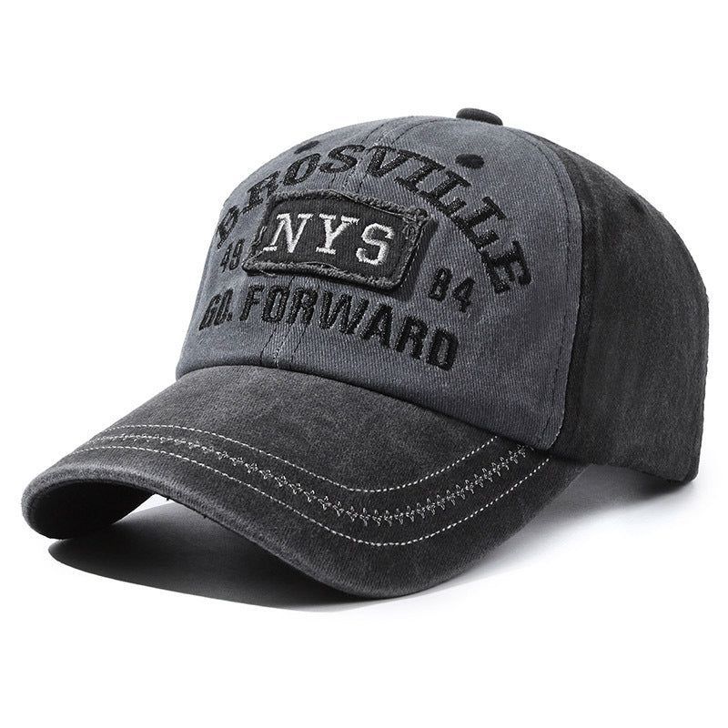 Vintage Washed Cotton Baseball Cap: NYS Embroidered Retro Style for Men & Women