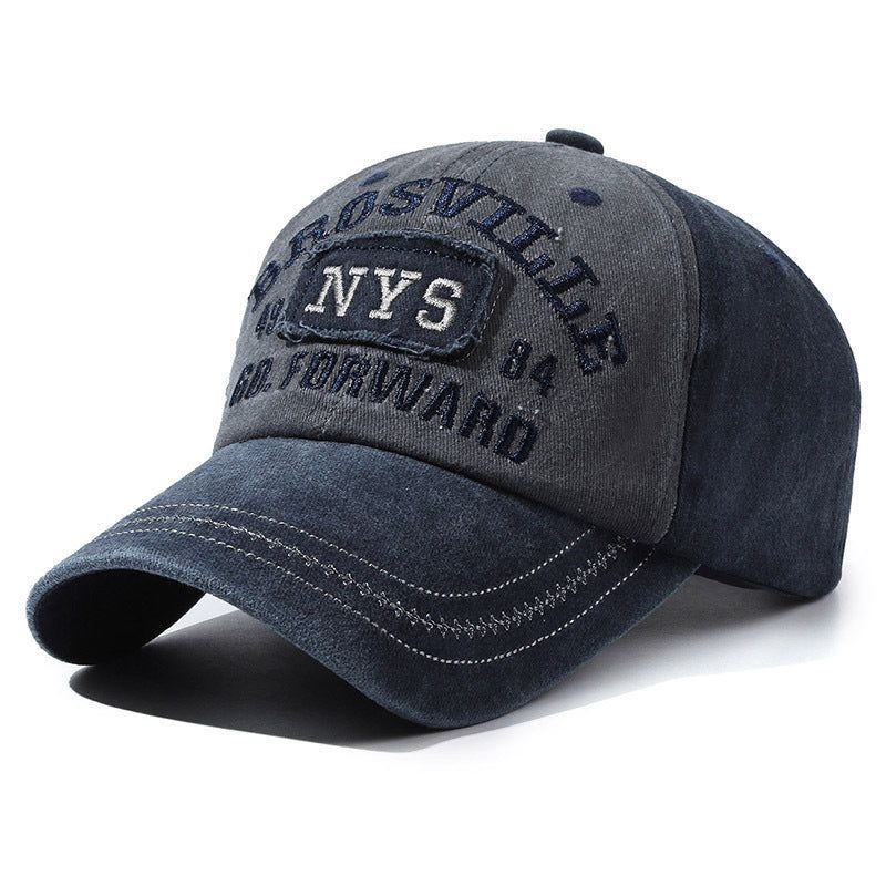 Vintage Washed Cotton Baseball Cap: NYS Embroidered Retro Style for Men & Women