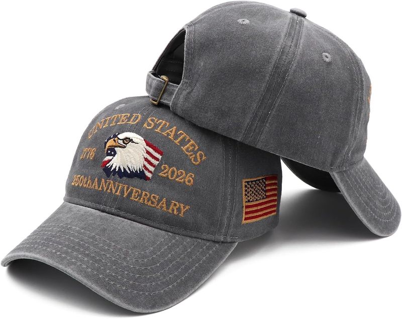 250 Anniversary USA Hat Adjustable America 250th Anniversary Hat 1776-2026 Embroidery Baseball Cap