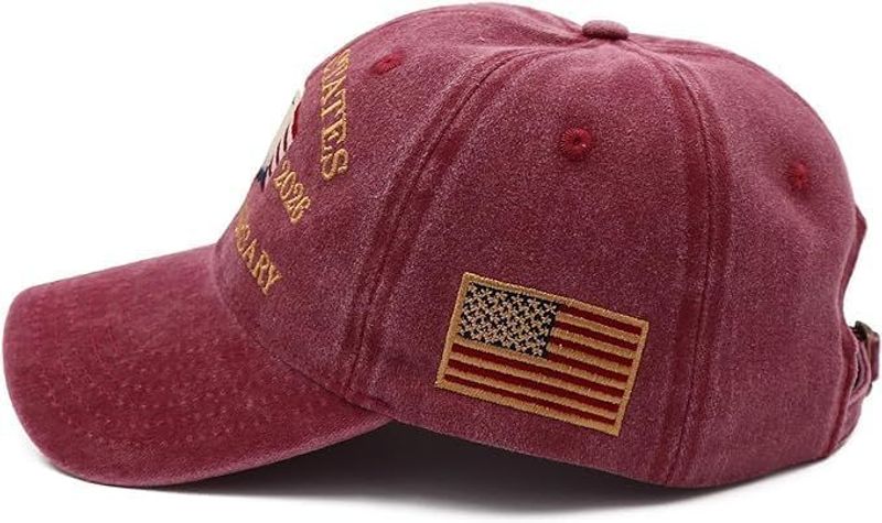 USA 250th Anniversary Hat, Adjustable 250th Anniversary Printed Patriotic Baseball Caps, Tribute Retro Washed Hat