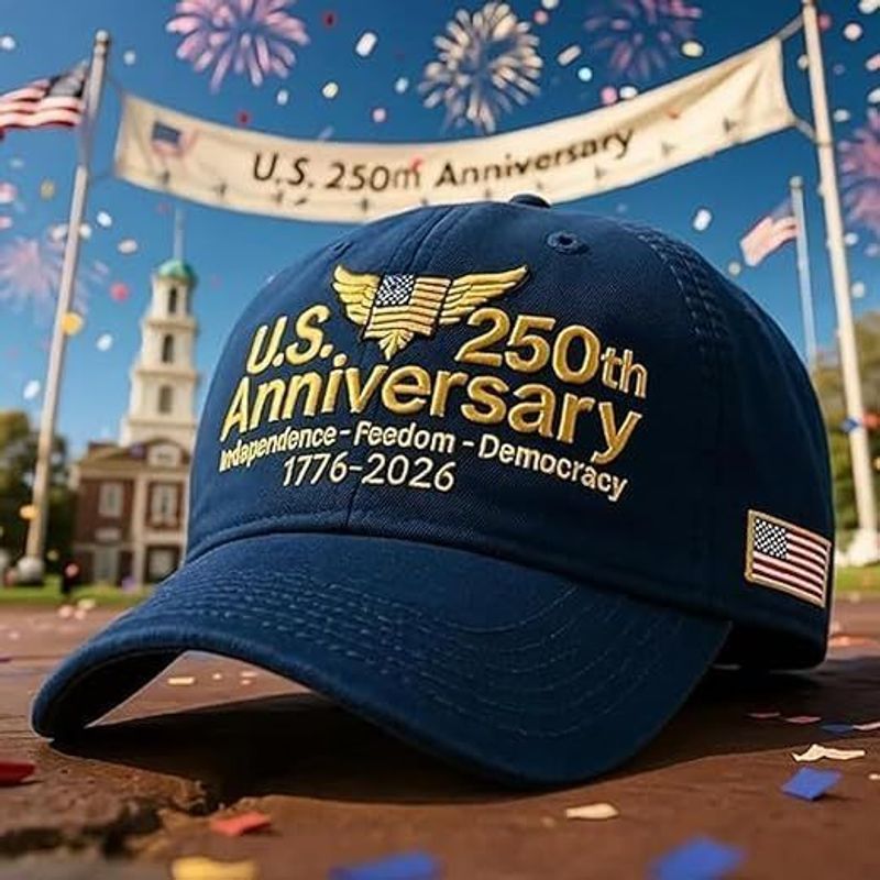 USA 250th Anniversary Hat, Adjustable 250th Anniversary Printed Patriotic Baseball Caps, Tribute Retro Washed Hat