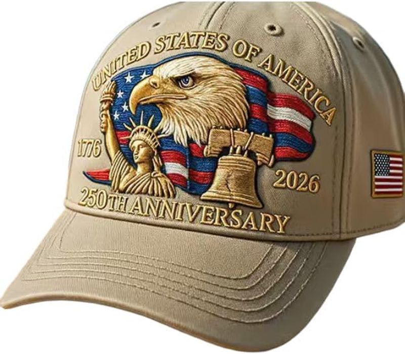 USA 250th Anniversary Hat, Adjustable 250th Anniversary Printed Patriotic Baseball Caps, Tribute Retro Washed Hat