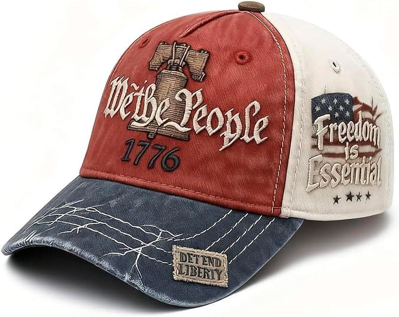 USA 250th Anniversary Hat, Adjustable 250th Anniversary Printed Patriotic Baseball Caps, Tribute Retro Washed Hat