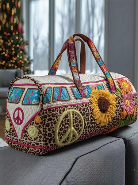 Hippie Van  Quilted Duffle Bag