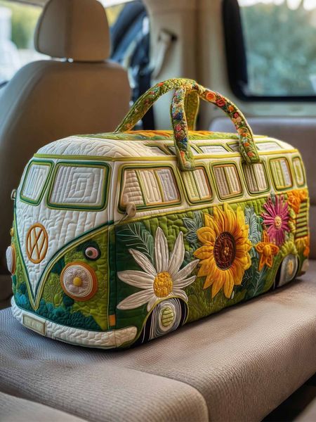 Hippie Van  Quilted Duffle Bag