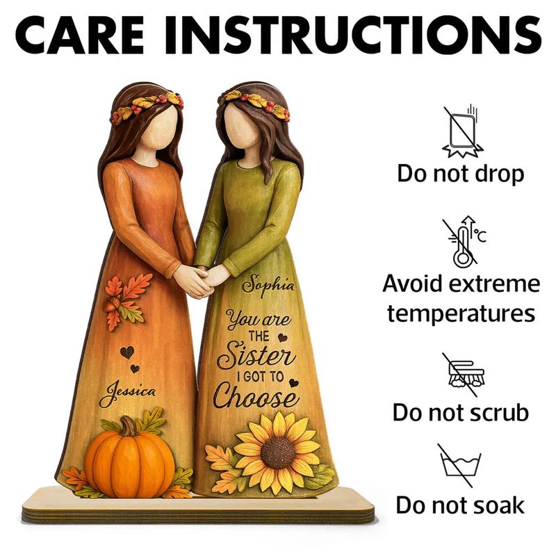 Handcrafted Wooden Plaque - Girls Holding Hands Friendship Décor