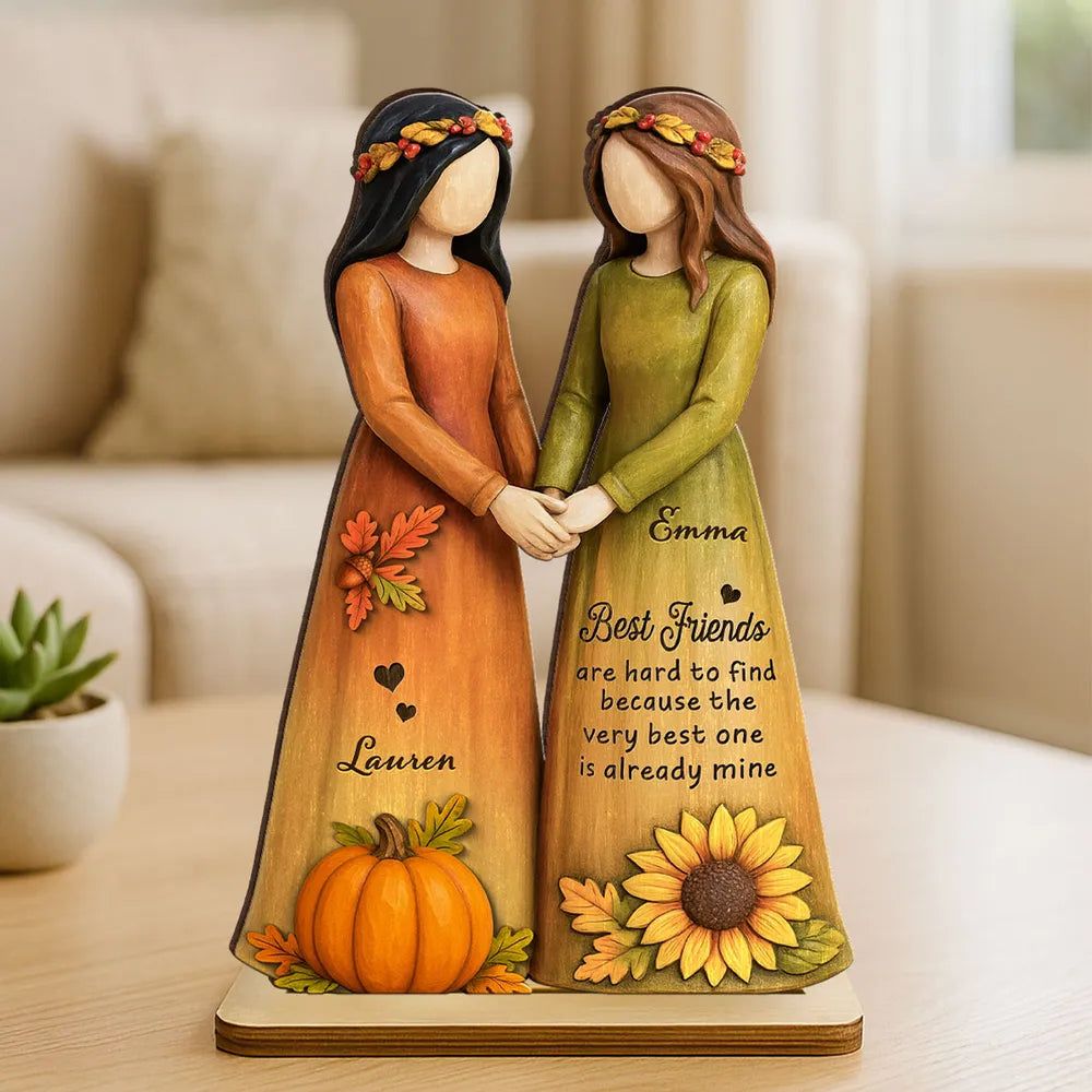 Handcrafted Wooden Plaque - Girls Holding Hands Friendship Décor