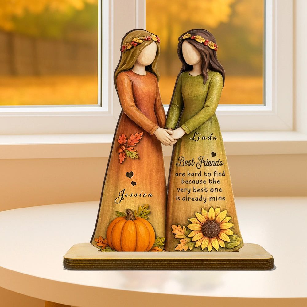 Handcrafted Wooden Plaque - Girls Holding Hands Friendship Décor