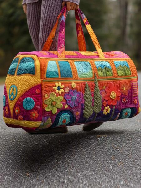 Hippie Van  Quilted Duffle Bag