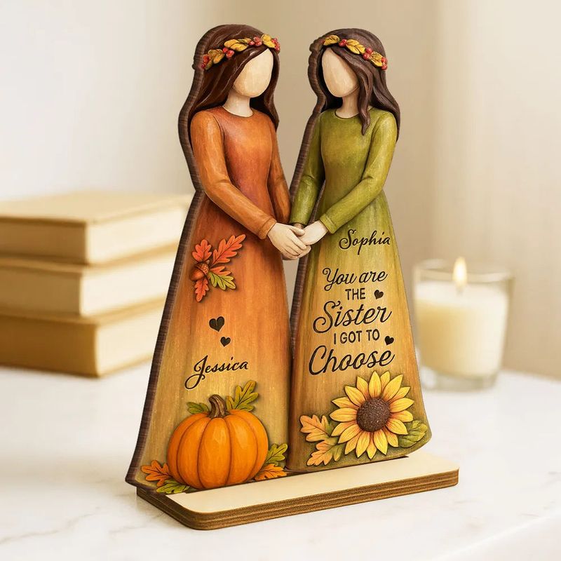 Handcrafted Wooden Plaque - Girls Holding Hands Friendship Décor