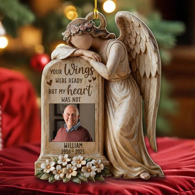 Personalized Wooden Ornament Memorial Angel Keepsake Gift for Loved One Remembrance & Gentle Comfort