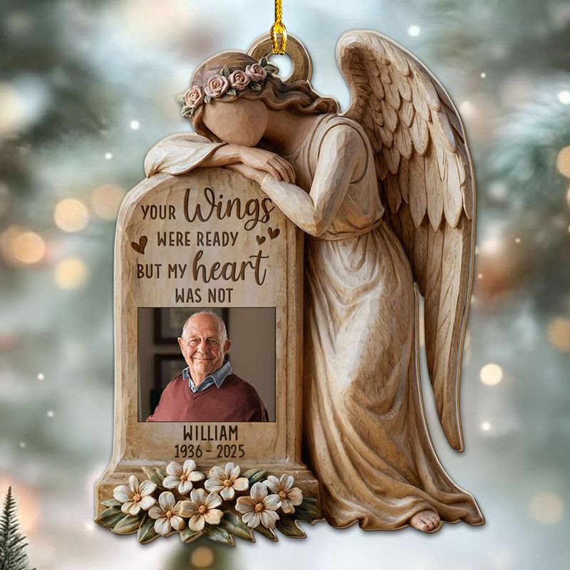 Personalized Wooden Ornament Memorial Angel Keepsake Gift for Loved One Remembrance & Gentle Comfort