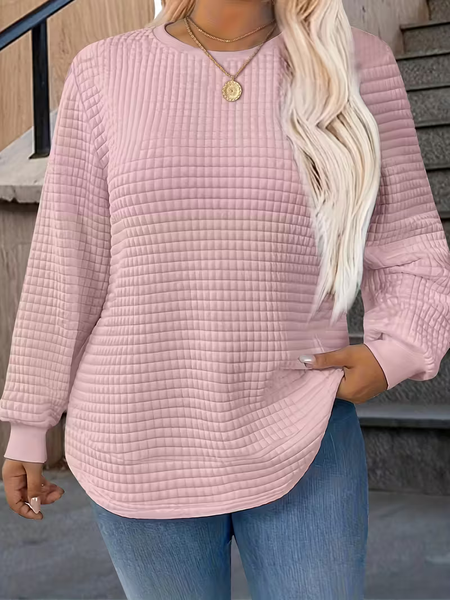 Plus Size Solid Color Sweatshirt – Urban Street Style for Fall & Winter