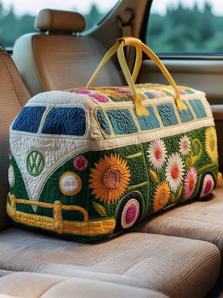 Hippie Van  Quilted Duffle Bag