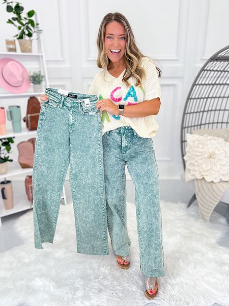 Surfer Girl - Judy Blue Sea Green Dad Jean - Final Sale