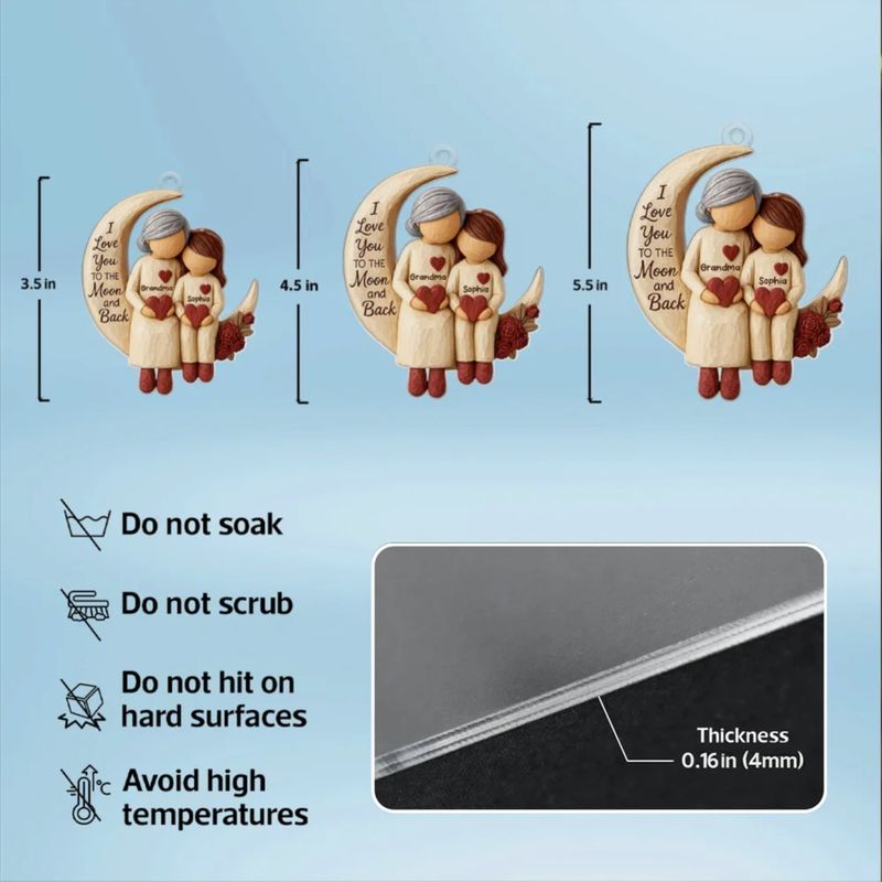 Grandma Grandkids on Moon - Personalized Acrylic Ornament - Heartfelt Christmas Gift for Grandma, Grandkids