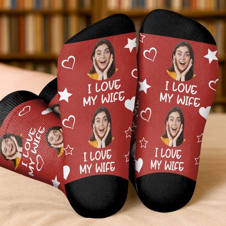I Love My Wife Funny Gift - Personalized Custom Socks