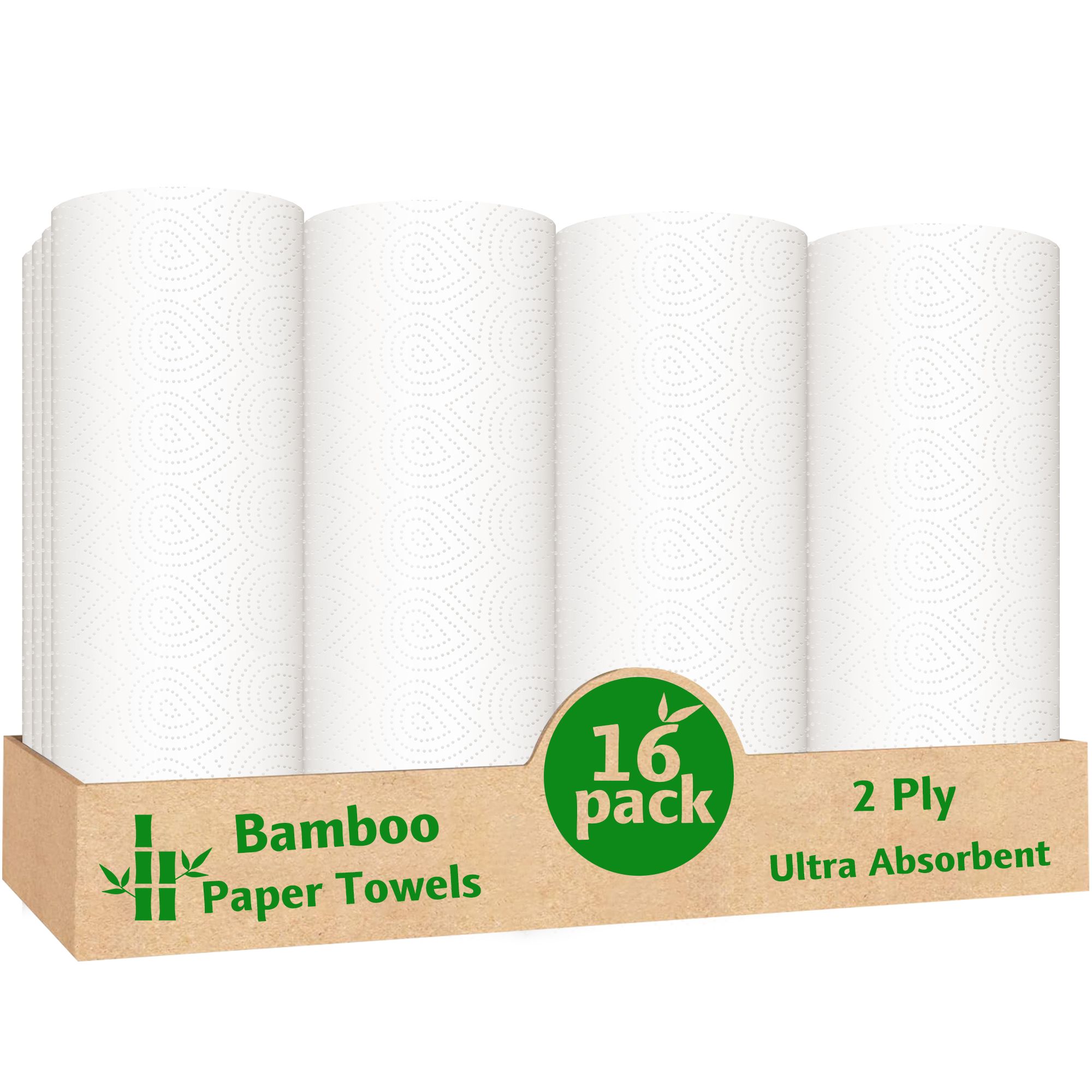 Bamboo Paper Towels-8Rolls, Strong&Highly absorbent, Tree Free, Earth Friendly, Eco Friendly,Sustainable Kitchen Paper Towels, 2-Ply,Strength for all messes,Cleanups,and Meal prep.