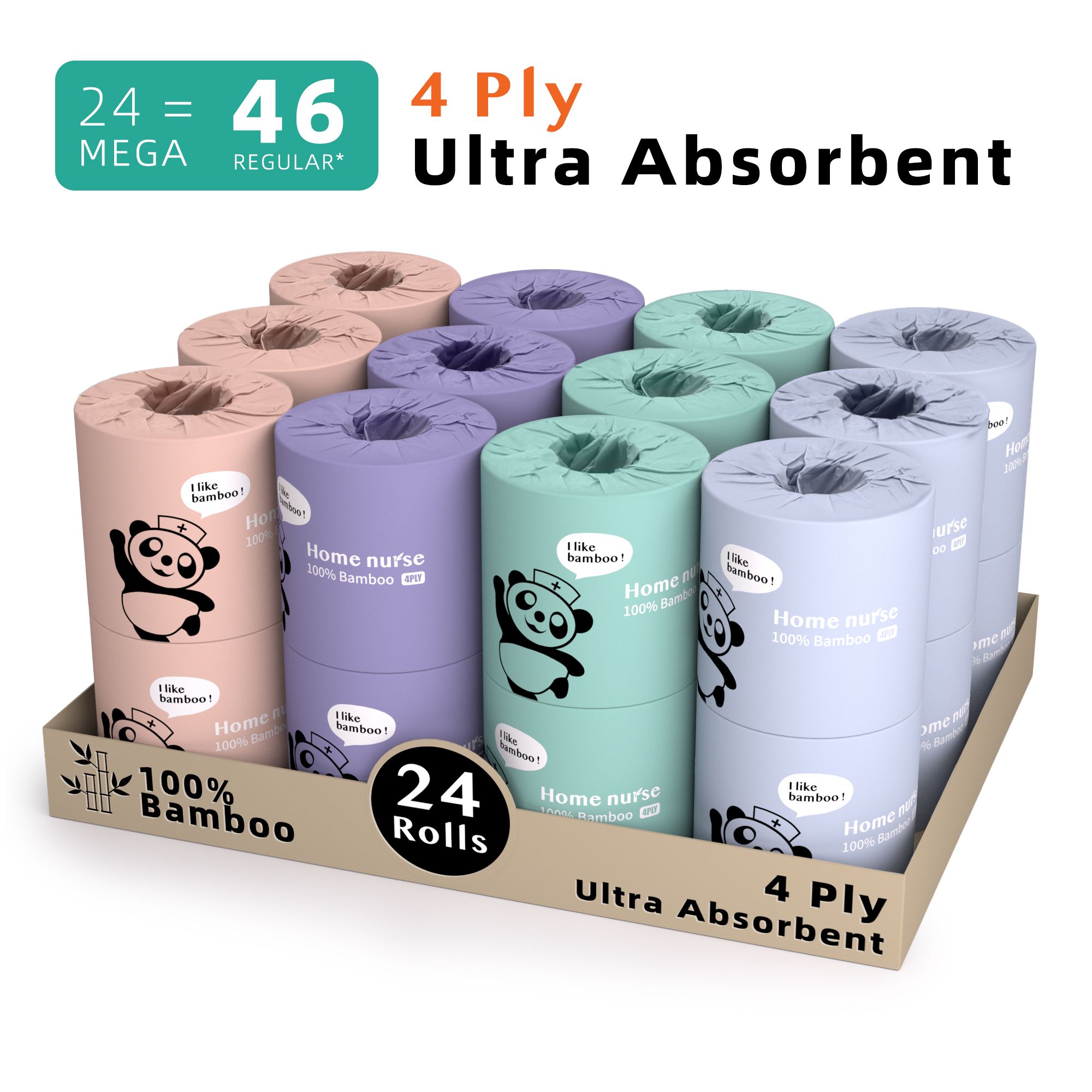 24roll,Best EcoFriendly Reel Bamboo Toilet Paper Septic Safe