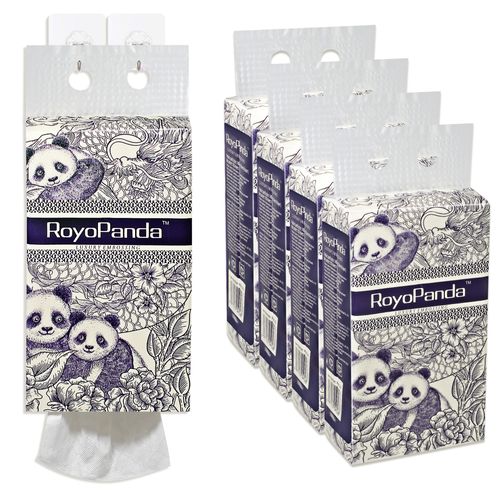 RoyoPanda,Suspended Facial Tissue 4-Ply 1250 sheet, 5 Packs, Unscented, Soft & Strong, PFAS & BPA Free Eco-Friendly, Sustainable Hanging Type Toilet Paper - Plastic Free, Free Hooks