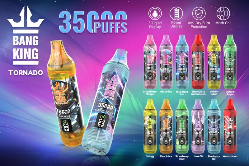 Bang King拋棄式電子煙 多口味搭配35000口，補貨與續用更好評估