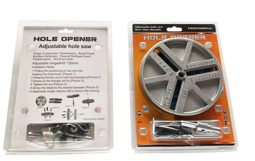 Adjustable Multi-Function Three-Jaw Woodworking Drill Bit for Hole Opener & Gypsum Board Plastic Aluminum Plate Punching Tool