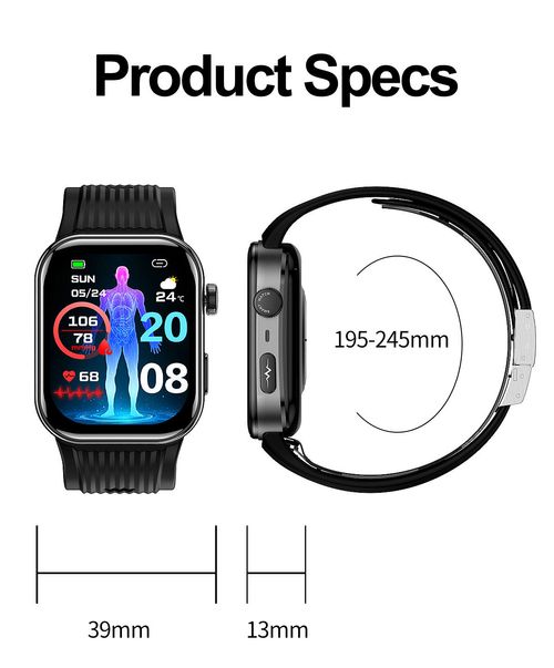 Smartwatch Healthy Sleep Monitoring AMOLED Display for Calling SpO2 Body Temperature Tracking SOS Emergency