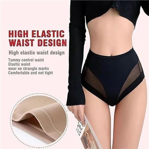 Mid-waist women's transparent mesh briefs, waist and abdomen comfortable ice silk women's underwear large size, buy 1 get 3 free 