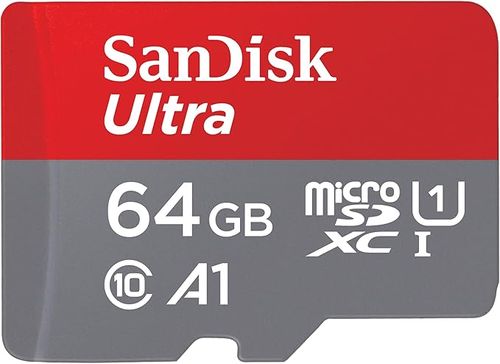 SanDisk 64GB Ultra microSDXC UHS-I Memory Card with Adapter - Up to 140MB, C10, U1, Full HD, A1, MicroSD Card - SDSQUAB-064G-GN6MA