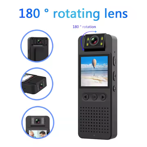 Hot-selling 1080P Body Worn Camera Wide Angle Pocket Clip Camcorder Motion Detection Recorder with Lcd Screen（Contains 128G memory card）