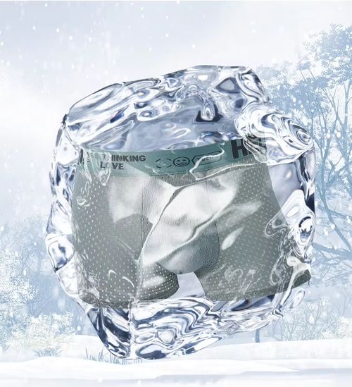 HELLO Men's XXL Underwear Elastic Breathable Knitted Briefs with Full Mesh Young Student Boys' Comfortable Ice Silk Boxers（2-pack）