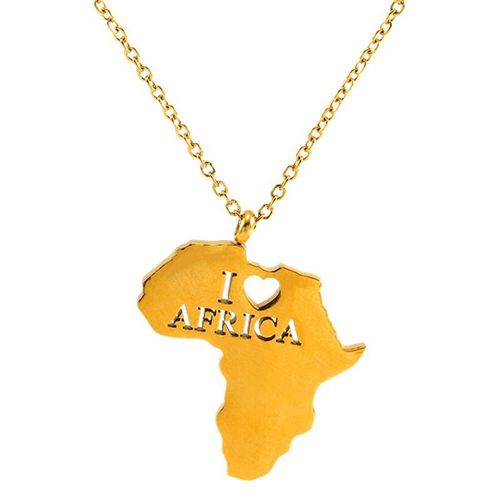 Hot Retro Map Africa High End Versatile Plated 18K Gold Collarbone Chain Pendant Necklace Steel Necklace Chain Pendant for Women