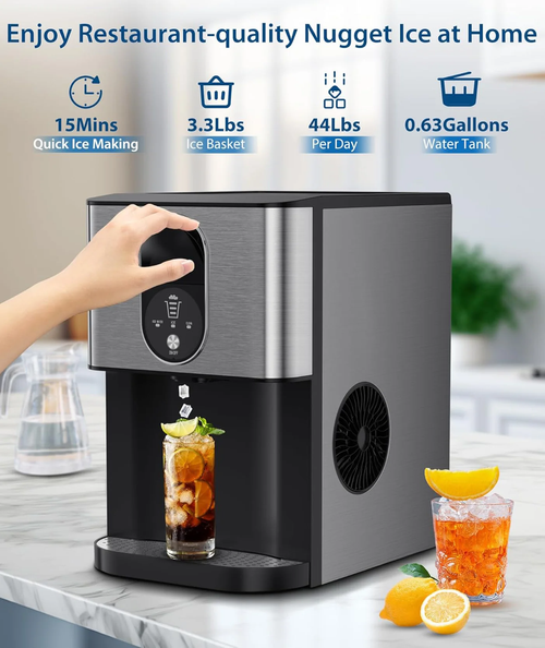 44lbs 24H Nugget Ice Maker Countertop Dispenser