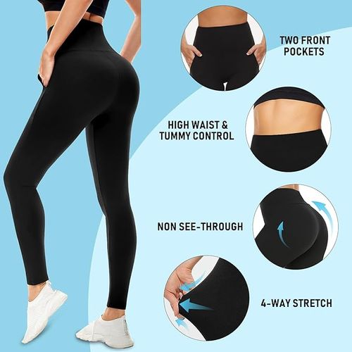 Leggings with Pockets for Women, High Waisted Tummy Control Workout Hip Lift Yoga Pants Activewear