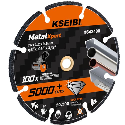 KSEIBI 643400 Diamond Cutting Wheel Cut Off Blade for Metal, Rebar, Steel, Cast Iron, Aluminium Non-Ferrous INOX - Ensures 5000+ Cuts Indestructible Disc Die Grinder Attachment（5 pieces）
