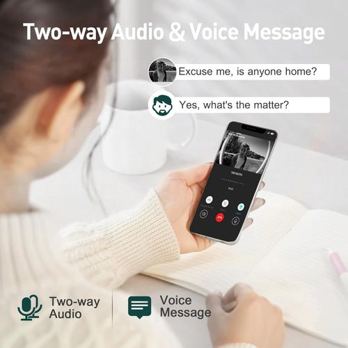 Doorbell Camera Wireless No Subscription, 2K Video Doorbell with Chime, 2-way Audio, Instant Alert, Human Detection, Night Vision, 2.4G Wi-Fi, Works with Alexa and Google Assistant, Indoor Outdoor