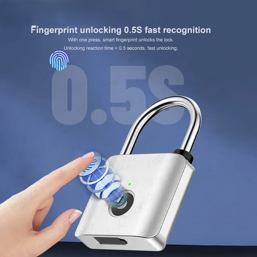 Type C USB Rechargeable Keyless High Quality Pad Locks Smart Biometric Padlock Outdoor Fingerprint Locker Lock