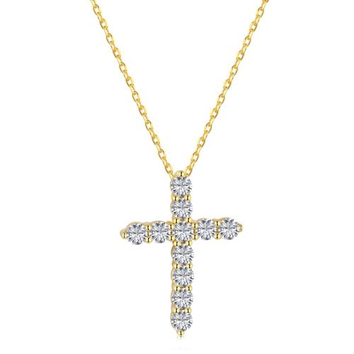 925 silver gold plated cross necklace