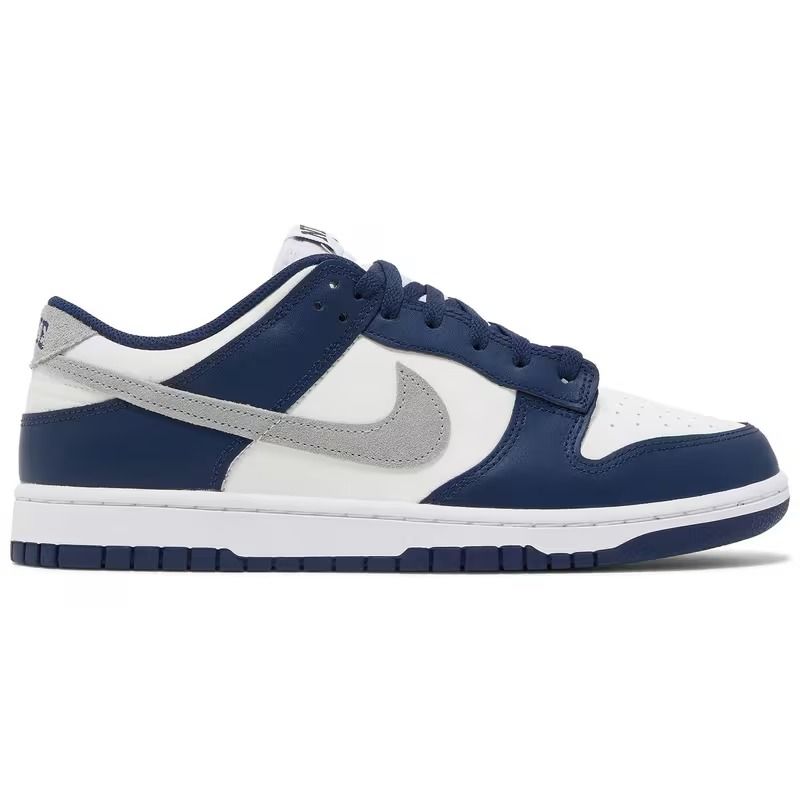 Nike Dunk Low Summit Midnight White, Men's Lifestyle Sneakers, Men's Nike Sport Shoes, Dark Blue Color, Fabric Upper, EVA Sole, Lace-Up, Comfortable for Everyday Wear and Training