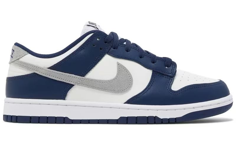 Nike Dunk Low Summit Midnight White, Men's Lifestyle Sneakers, Men's Nike Sport Shoes, Dark Blue Color, Fabric Upper, EVA Sole, Lace-Up, Comfortable for Everyday Wear and Training
