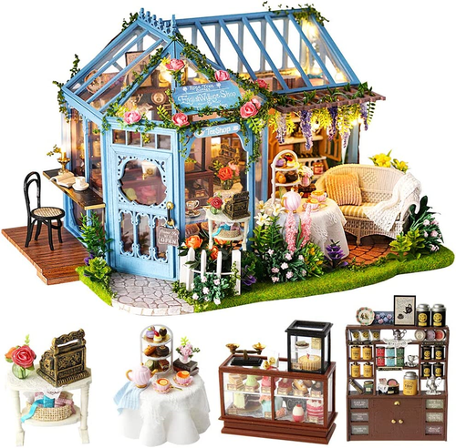 CUTEBEE Dollhouse Miniature with Furniture, DIY Wooden DollHouse Kit, 1:24 Scale