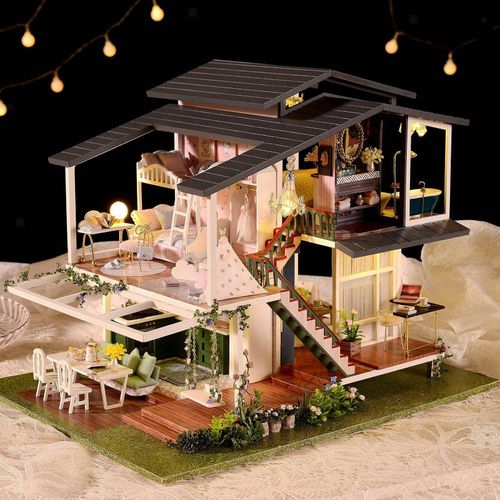 Dollhouse Miniature with Furniture DIY Wooden Dollhouse Kit  Creative