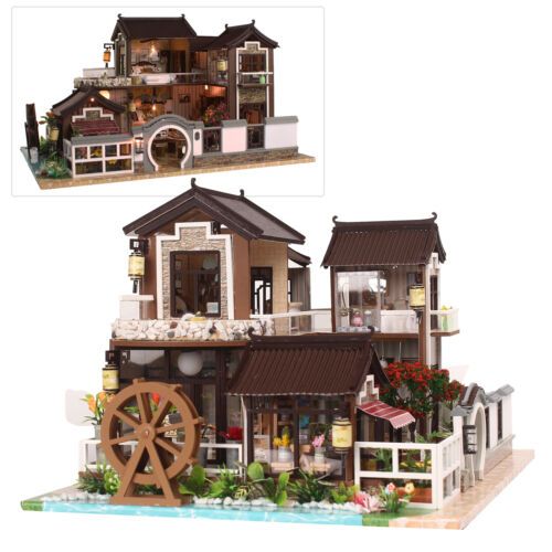 DIY Miniature Wooden Dollhouse Chinese House Model Handcrafted Building Toy Gift