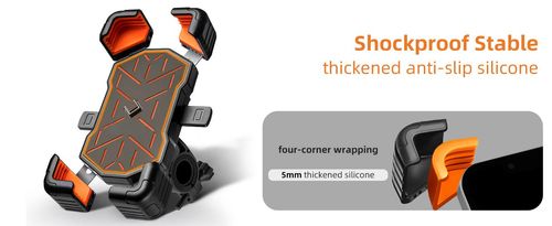 Black Bike Phone Mount, One-Hand Operation 1S Quick Release, Four-Corner Shockproof Phone Holder for Bicycle,Ebike,Motorcycle