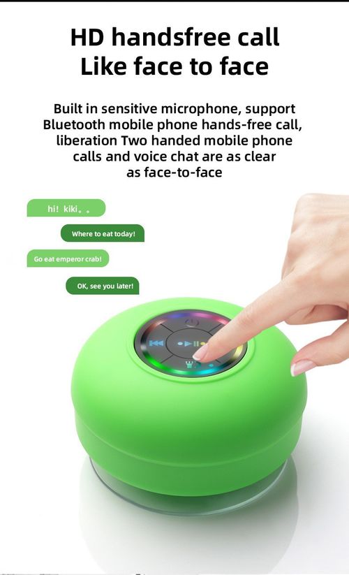 Black Waterproof Bluetooth Shower Speaker with LED Lights, IPX4 Portable