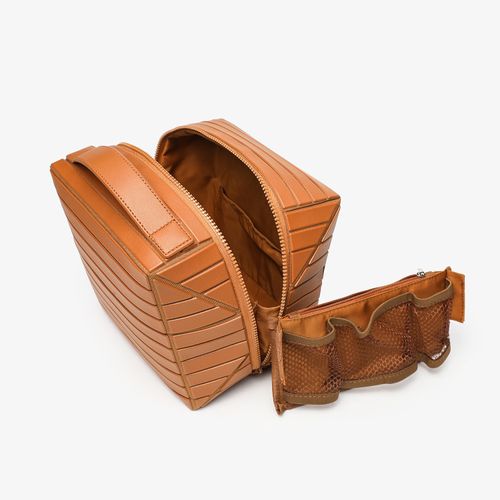 Pink Rhombus Zipper Makeup Bag Portable Cosmetics Organizer Travel Toiletry Bag